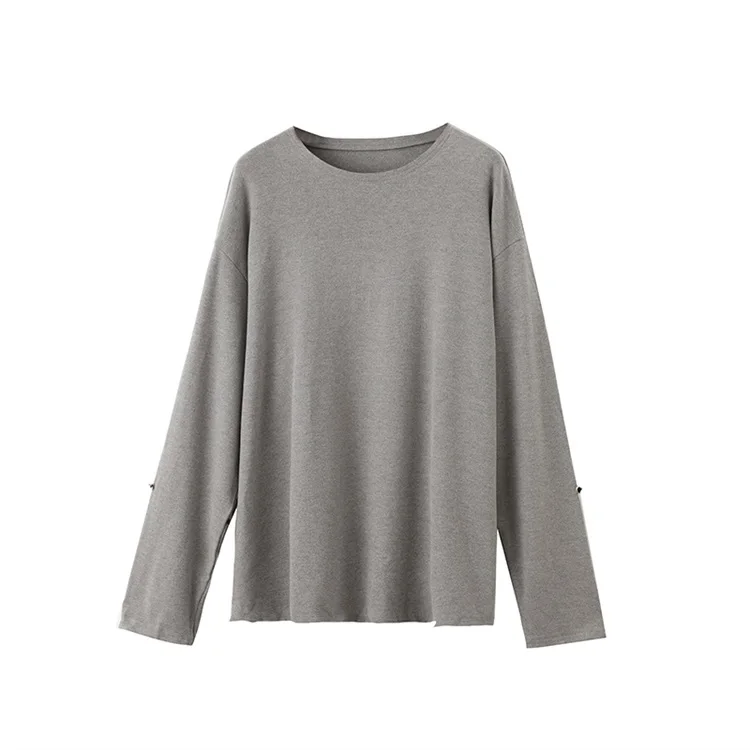 
Long sleeve crew neck womens female knit plain top for ladies 