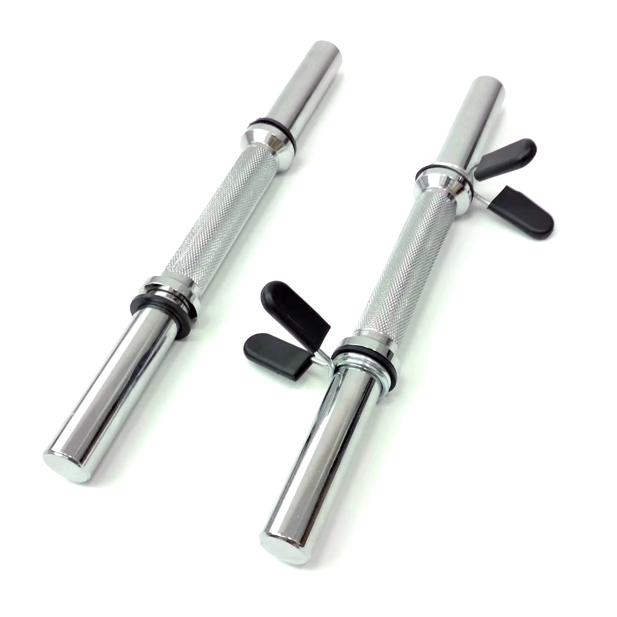 Weightlifting Chrome Solid Steel Fits 1 Inch Standard Plates Regular Dumbbell Handle With Smooth Ends