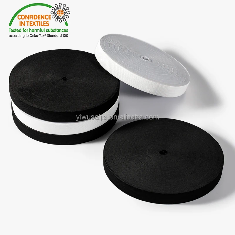 Custom Knitted Elastic Sportswear Waist Elastic Belt Manufacturer Of High Elastic Black And White Crocheted Elastic band