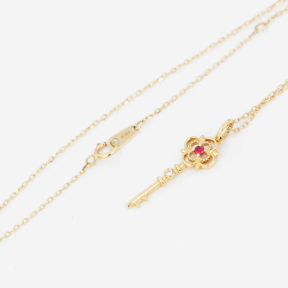 Chris April custom solid gold 18k 14k 9k diamond ruby key necklaces