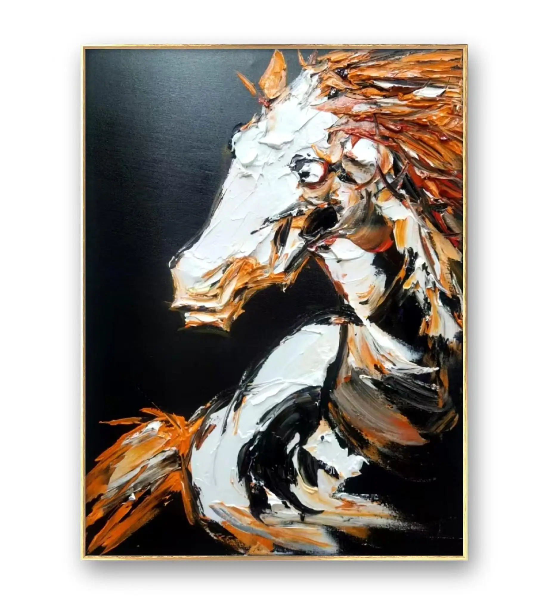 Hand drawn muscular horse painting light luxury home decoration living room and lobby hanging paintings