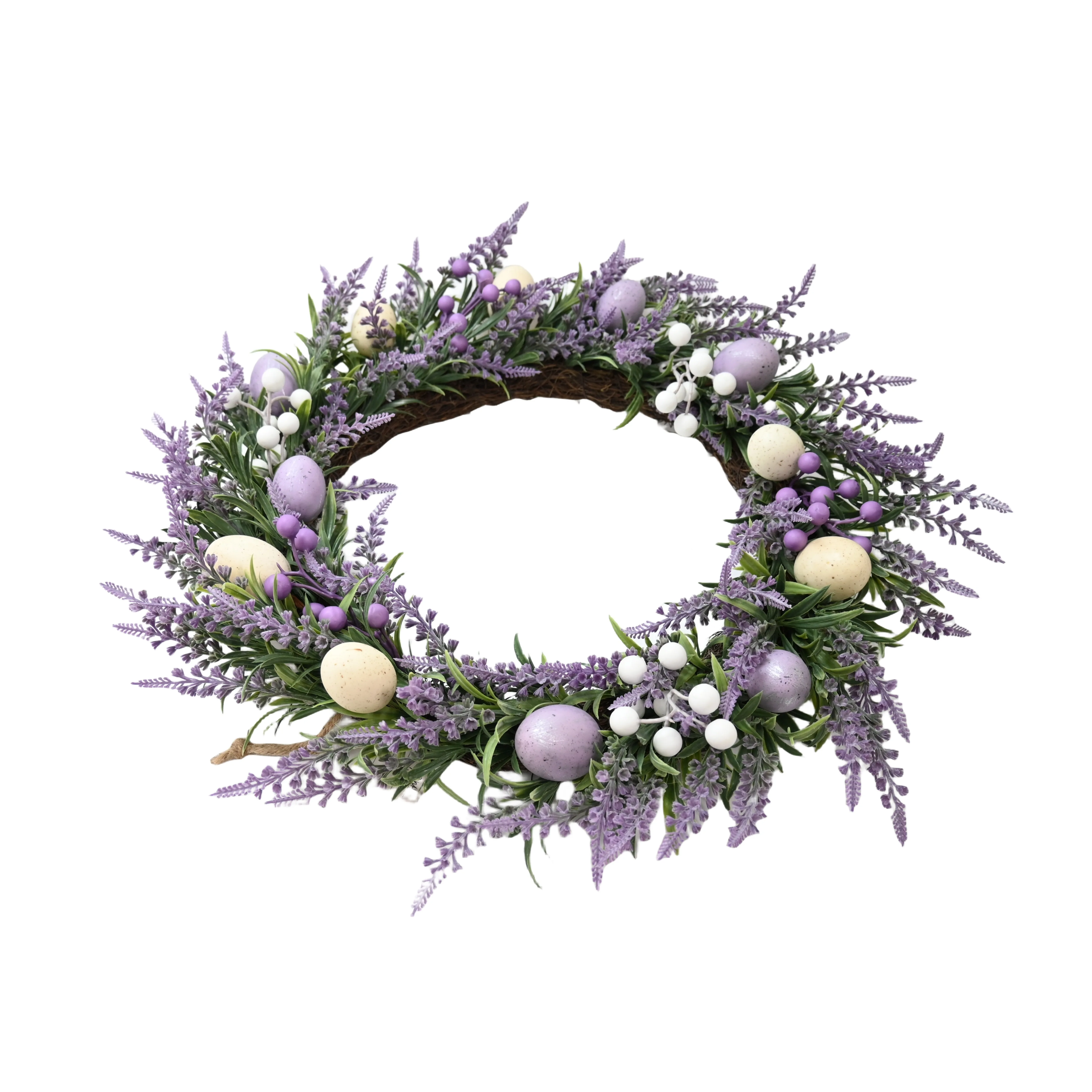22 Inch Lavender Wreath With Purple White Berry Eggs Easter Door Wreaths For Home Decoration