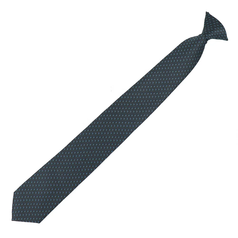 Shengzhou High Quality Black Herringbone Stripe Woven Jacquard Mens Security Clip On Necktie for Uniform