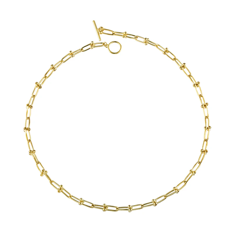  hip pop hyperbole classic Flat Square Chain Link Choker 12.79g Paper Clip Chunky Silver 18k Gold Plated