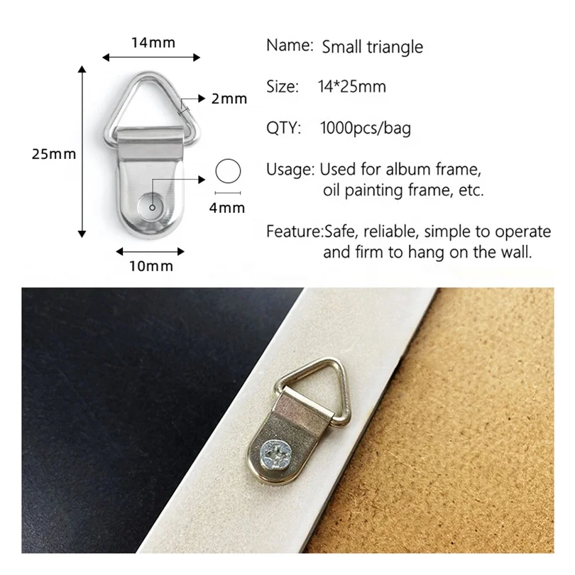 TS-K028 Triangle Ring Wire Picture Frame Hanging Hook with Screw Backboard Picture Hanger for Art Frames