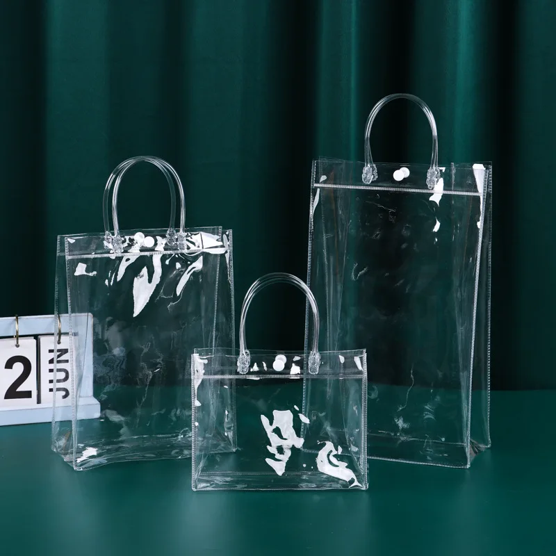 custom logo  PVC Gift Packaging snap closure plastic pvc clear bag