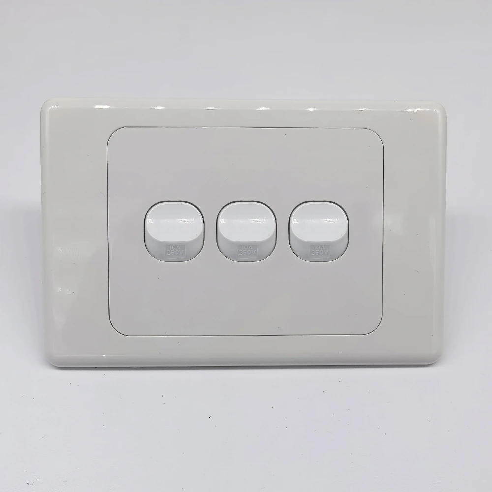 Button Slimline Switch Size 117mm*75mm*4.3mm 3 Gang Wall light Switch