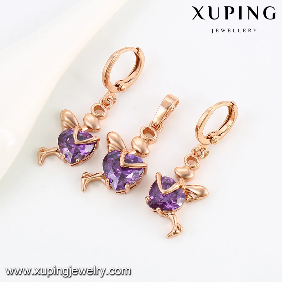  64069 Xuping Jewelry Cute Elf Portable Crystal Rose Gold Fashion New Eco-friendly Copper Pendant Earring