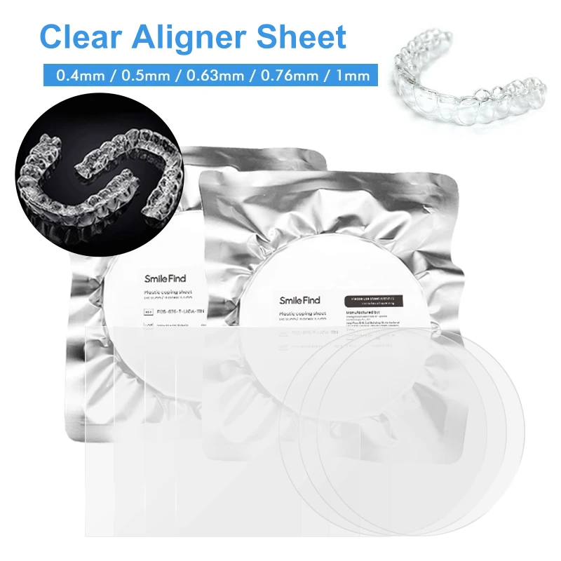 Invisible Orthodontic Plastic Alignment 0.8mm 0.6mm 0.75mm 1mmhard Soft Dental Clear Aligners Petg Tpu Vacuum Aligner Sheets