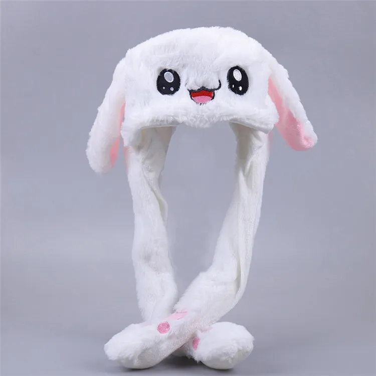 Lovely Rabbit Hat Novelty Happy Cute Soft Plush Animal Hat Bunny Cap with Movable Ears For Christmas GIft