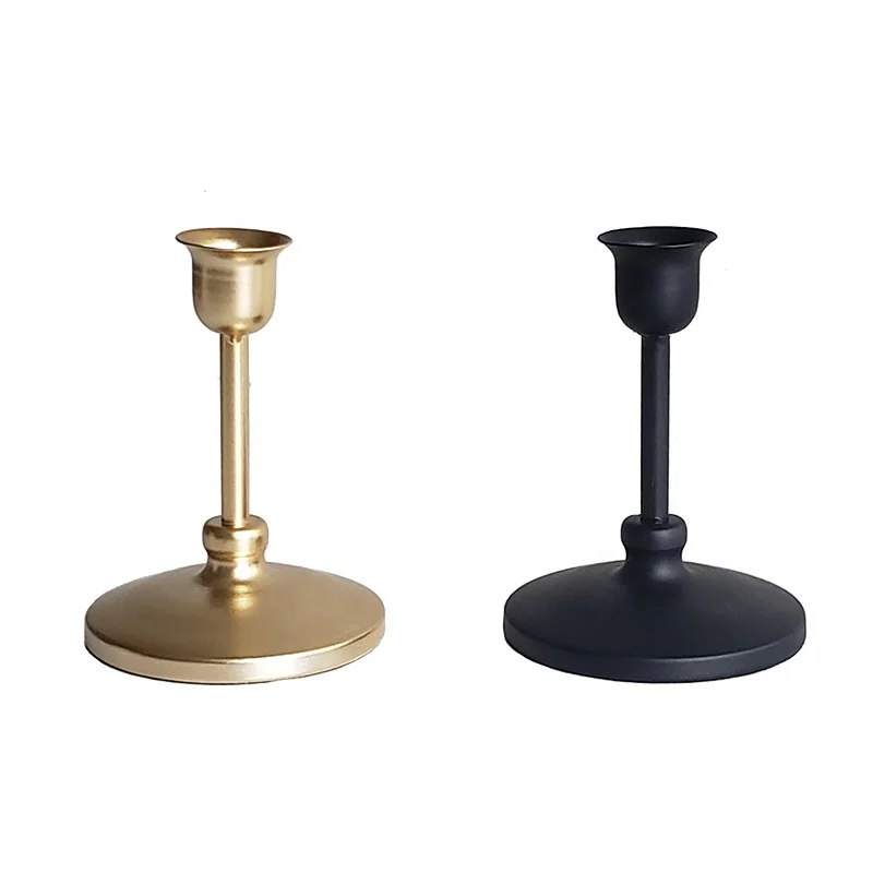 High Quality Black and Gold Metal Candle Holder Iron Cheap Decorative Candlestick For Home Decor