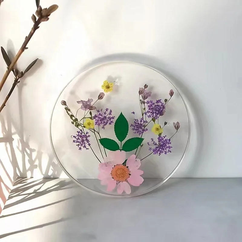 wholesale handmade Tabletop Protection Cup Mat real dried flower tea cup coaster Epoxy resin Coaster for home decoration