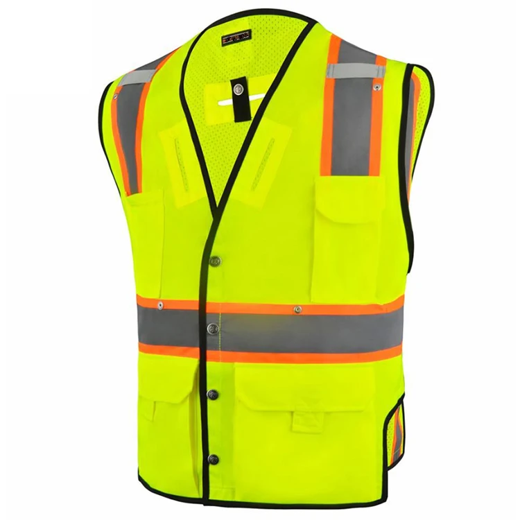 Reflective Vest Jacket Strip Fabric Construction custom logo Security Safety Vest High Visibility Work Reflective Clothing