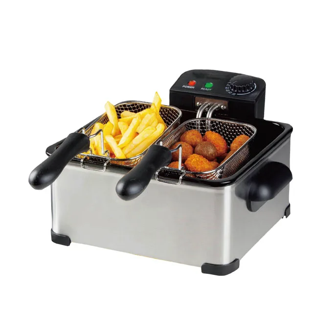High quality stream stainless steel electric 5 Liter with temperature control and three baskets deep fat fryers for home