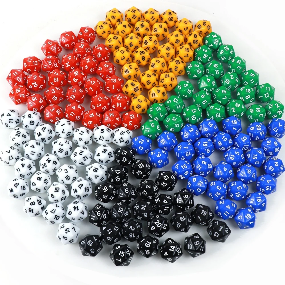 Wholesale colorful d20 sided dice custom acrylic bulk polyhedral stone dice with number for playing drinking game or casino