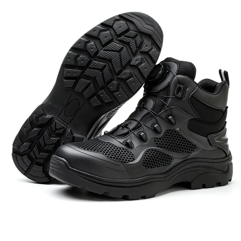 Hot selling black casual safety boots steel toe  work shoes anti smashing anti slip rubber sole safety shoes for men sport style
