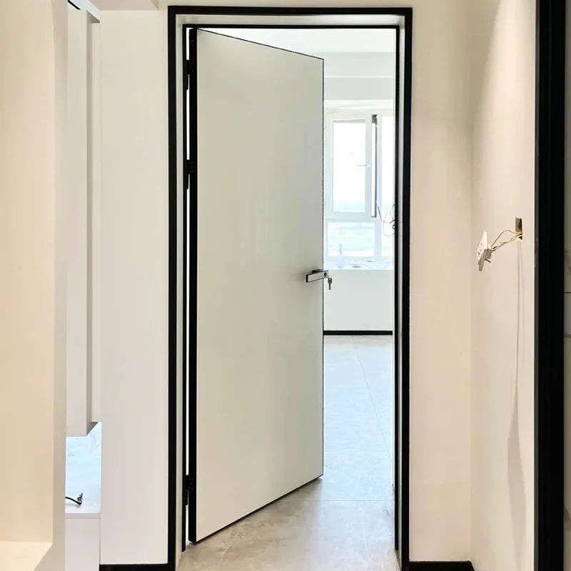 Modern Interior Design Invisible Frame Aluminum HPL finishes Wood Bedroom Door