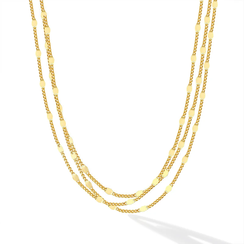 S925 Sterling Silver Multi-layered Clavicle Chain Necklace Fashion Figaro Chain Choker Necklace Jewelry