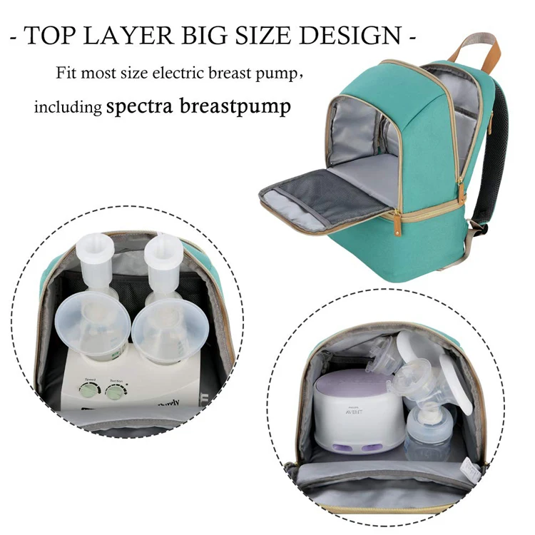 Double Layer Breast Pump Backpack Aluminum Foil  Insulated Backpack Portable Mummy Bag