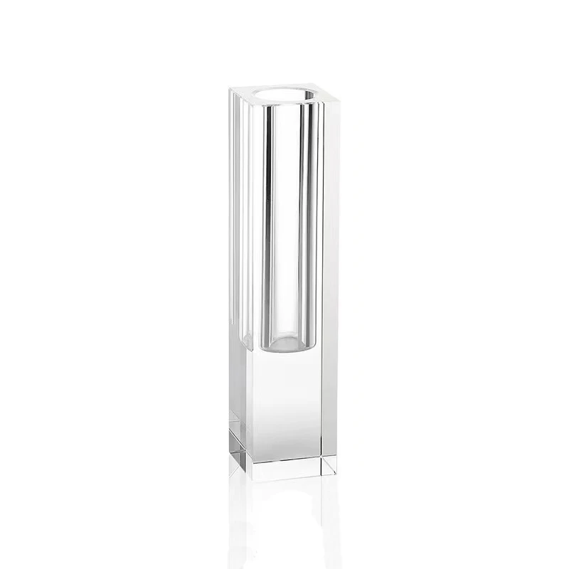 Crystal vase flower table holder countertop crystal block square decoration vase
