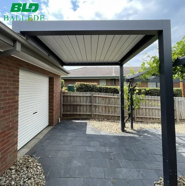 Motorized Opening Louvered Roof Weatherproof Retractable Outdoor Aluminium House Pergola Awning