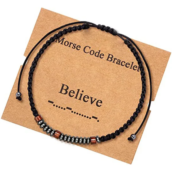 Morse Code Bracelets Inspirational Gifts for Teens Best Friend Friendship Dainty Adjustable Beaded Wrap Bracelet