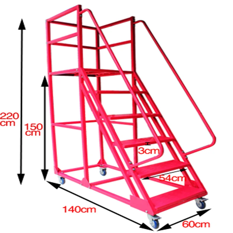 high capacity warehouse cargo ladder push trolley cart