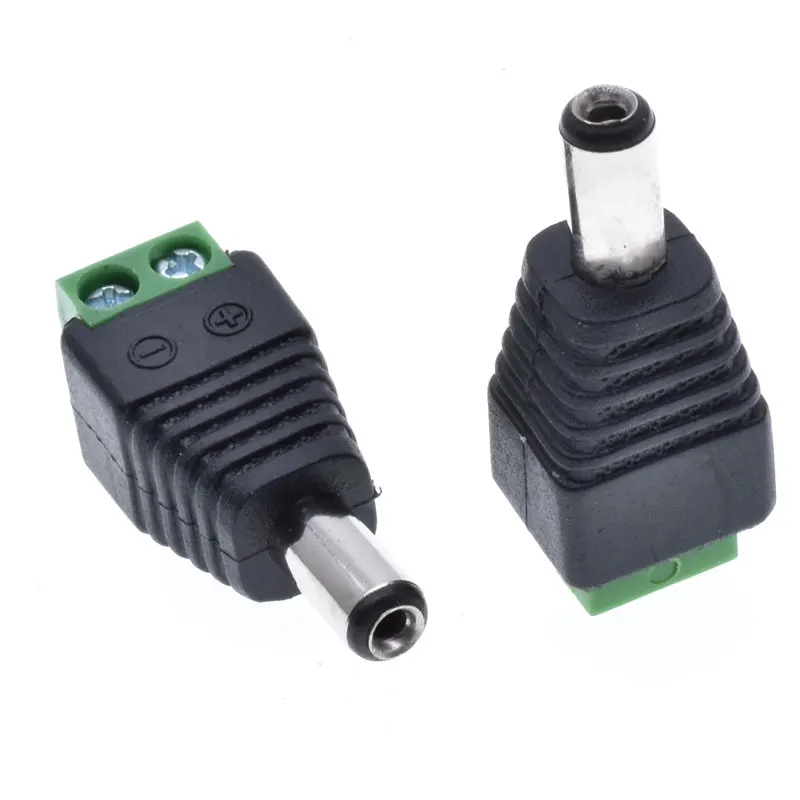 Professional 5.5 X 2.1mm DC Screw Terminal Plug Connector, Barrel 12V DC Power Jack Connector Adapter, 2 Pin Male Plug