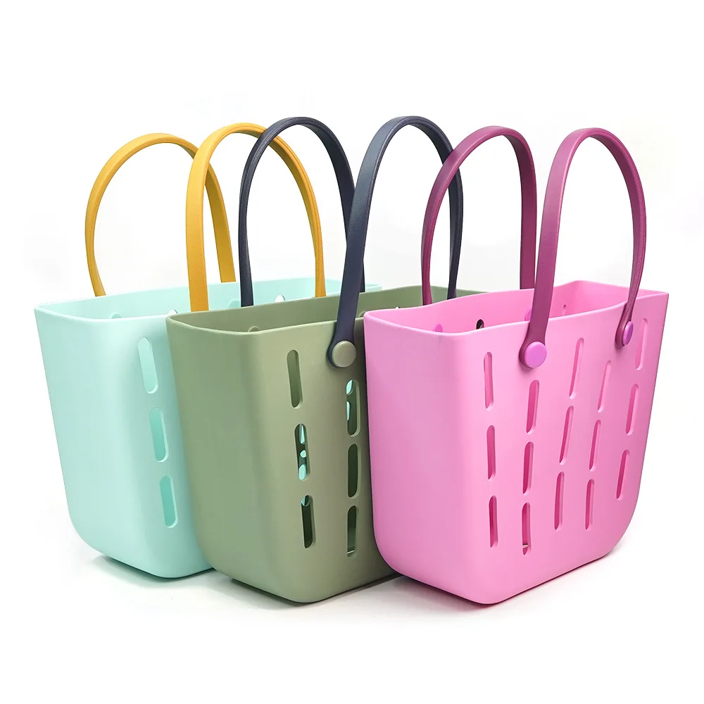 Customized Logo Eva Portable Summer Beach Waterproof Handbag Bag Basket Women Picnic Tote Bag Pouch Beach Bag