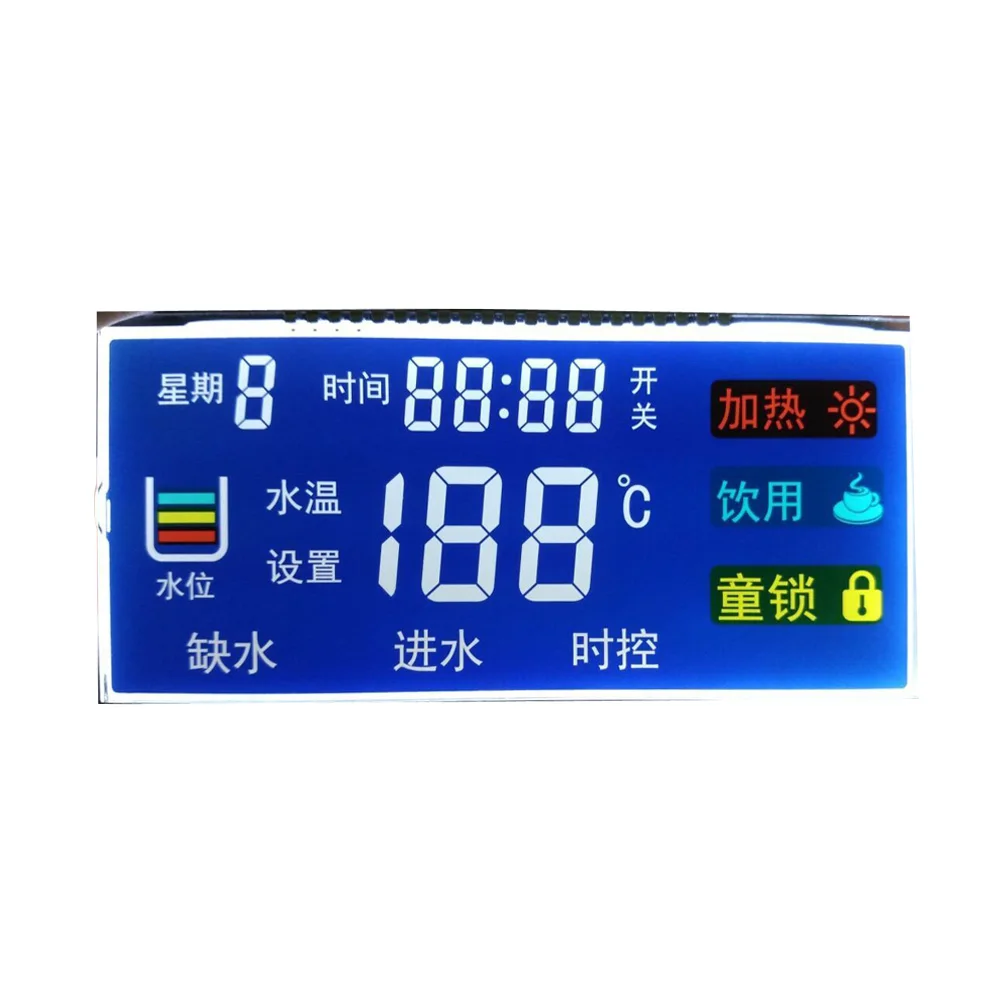 Custom White background black letter positive monochrome 7 segment LCD module screen