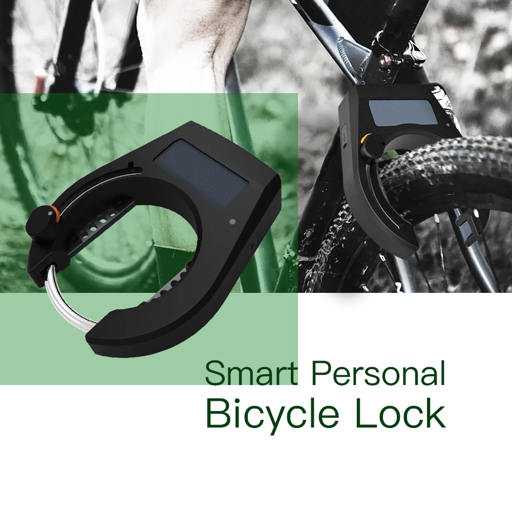 Omni Waterproof Anti-theft Horseshoe Bike Lock with solar panel for personal or sharing