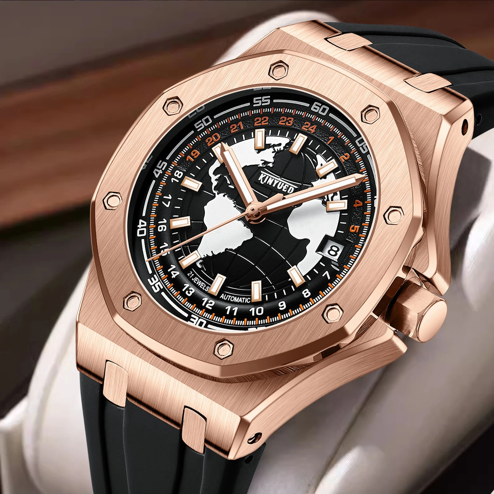 Fashion Business Mens Watches Top Luxury Mechanical Watch Men Stainless Steel Waterproof Wristwatch