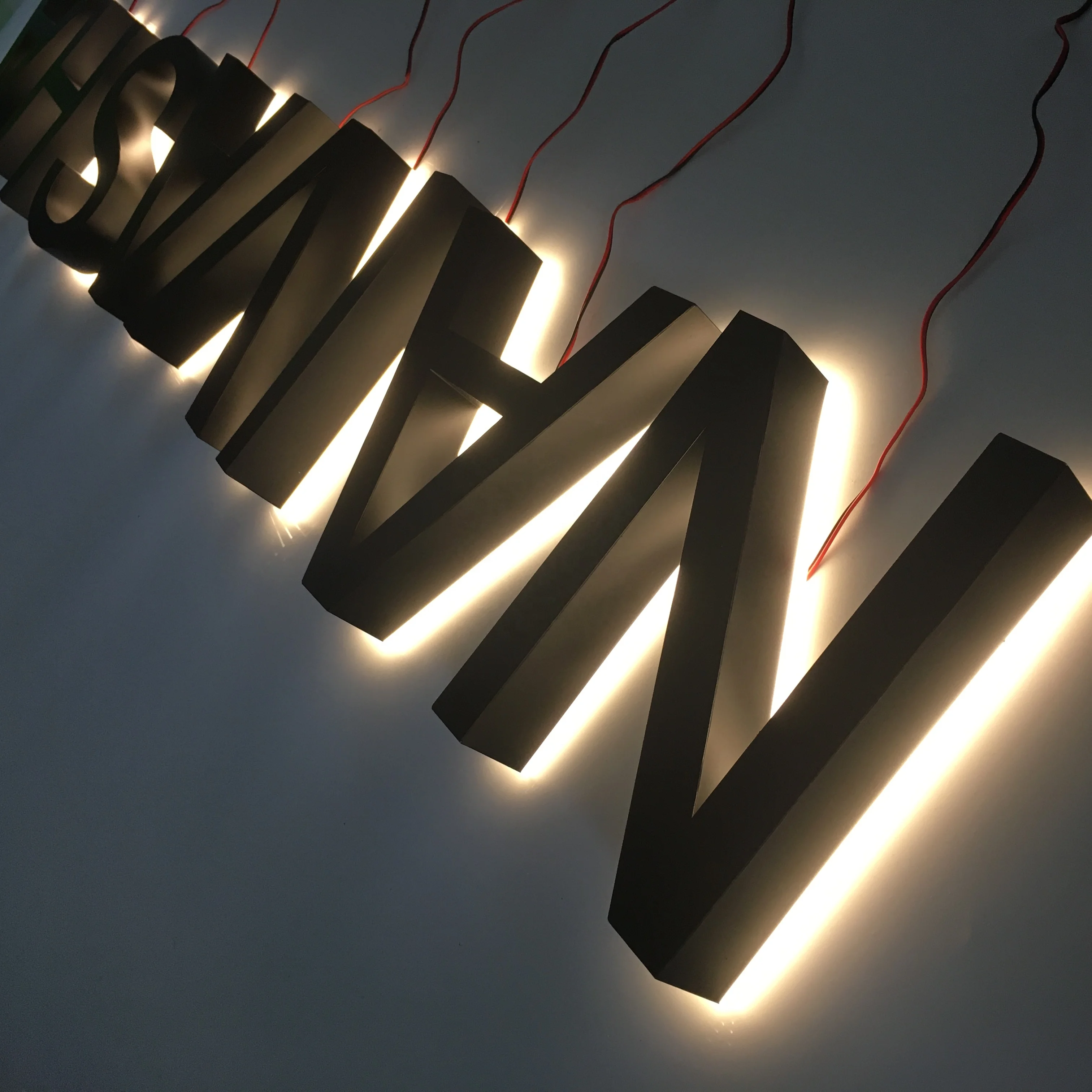 LED Black Metal Letter Steel Signs Backlit Custom Led Sign Letters backlit sign for Business Logo  Reception Use