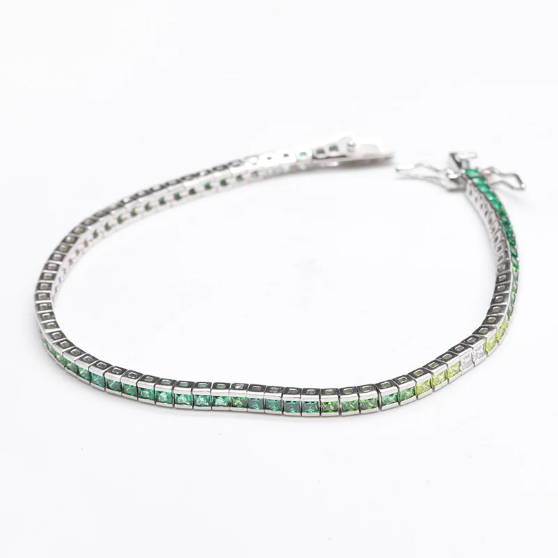 fine jewelry 925 sterling silver 2MM pink gradual change zircon tennis bracelet Orbit Inlay