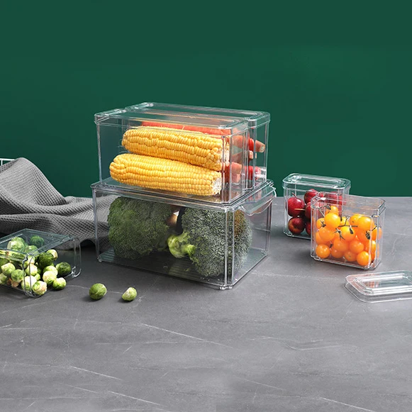 Refrigerator Storage Box Transparent Stackable Kitchen Storage Dumpling Box 7 Pcs Food Storage Box