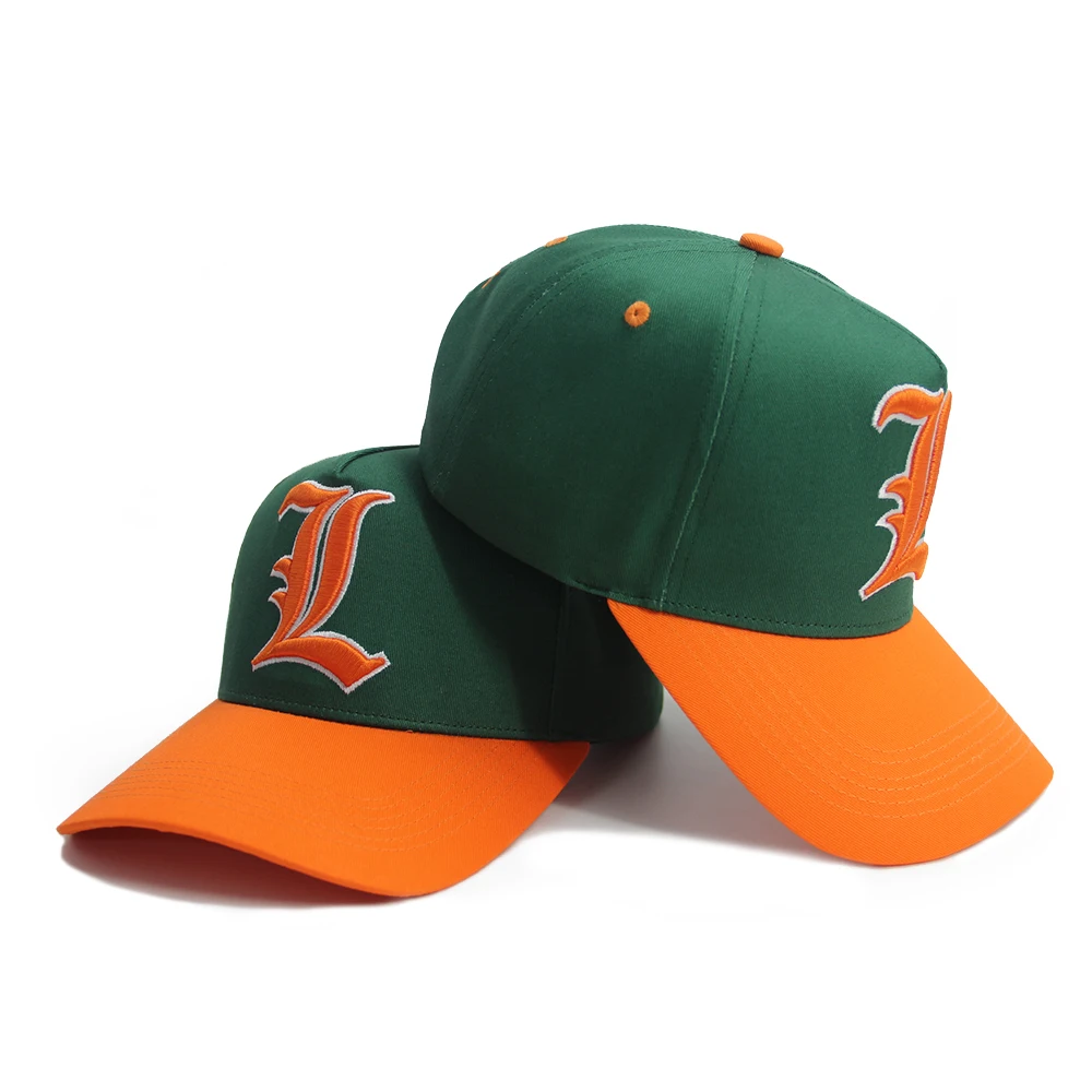 Custom 5 panel 3D embroidery flat embroidery curved brim cotton snapback baseball cap