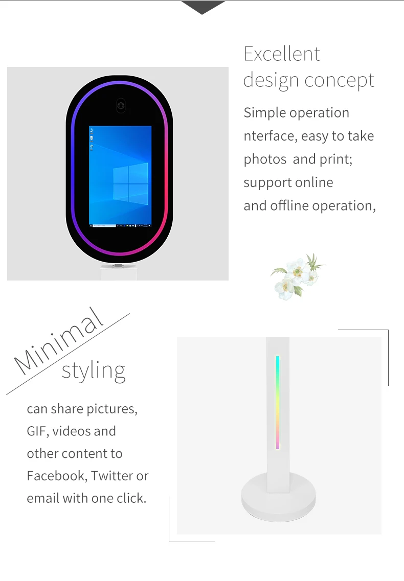 open air touch screen party ring light roaming automat ipad photo booth mirror photo booth