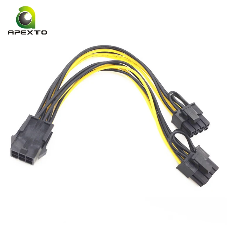 RGeek EPS CPU 12V 8 Pin Female to Dual 8 Pin 6+2 pin Male PCIE Adapter Power Supply Cable 18 AWG 20cm