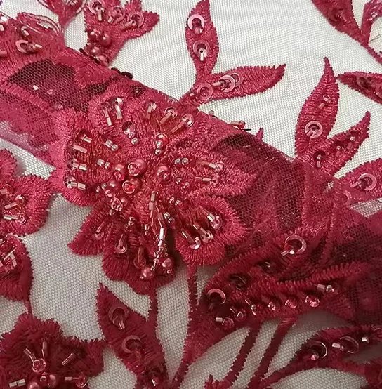 3D embroidery fabric mesh embroidery European and African lace fabric for wedding dress flower lace embroidery fabric