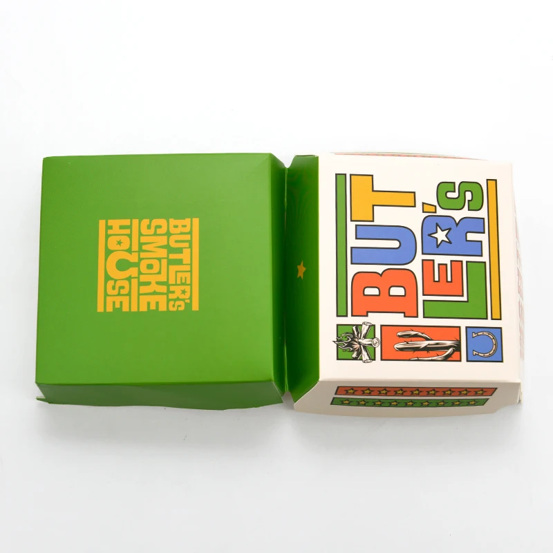 Customized OEM Fast Food Packaging CMYK Printed White mini bagasse burger box