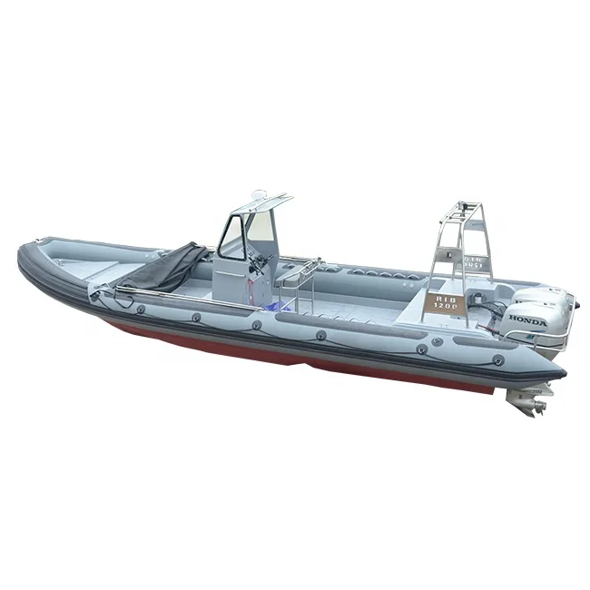 12m  Patrol Fiberglass Hull RIB1200 Rigid Inflatable Boat With Double Engine