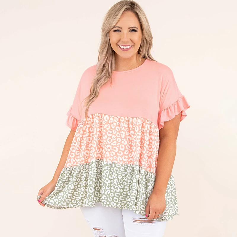 New Trendy Fall Leopard Print Ladies Long Sleeve Blouses Women Clothing Plus Size Tops