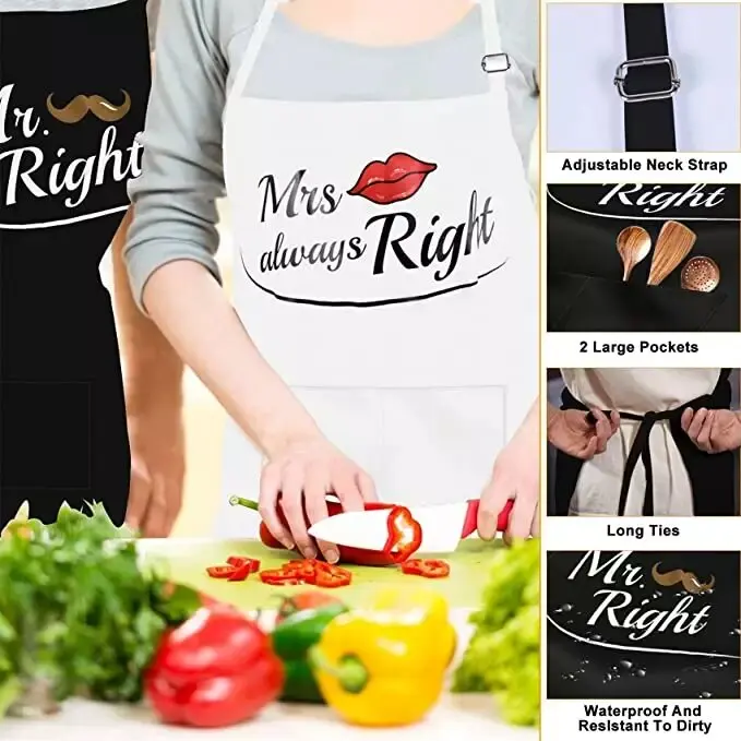 Парные фартуки для влюбленных из поли и хлопка «Мистер миссис» подарки на свадьбу годовщину День Святого Валентина гриль выпечка кухонный подарок