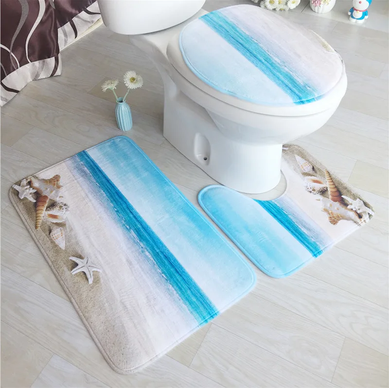 Epsilon Carpet Bathroom Toliet Rug Washable Tapete Banheiro 3Pcs/set Bathroom Mat Set Flannel Anti-Slip Kitchen Bath Mat