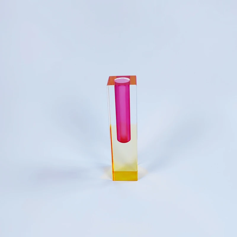 Decorative Multi Color Square Acrylic Crystal Vase Tabletop Centerpiece Acrylic Flower Vases