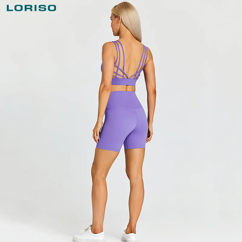 Popular Colorful beautiful cross sportswear 2 pieces bra gym shorts Gym Fitness Sets