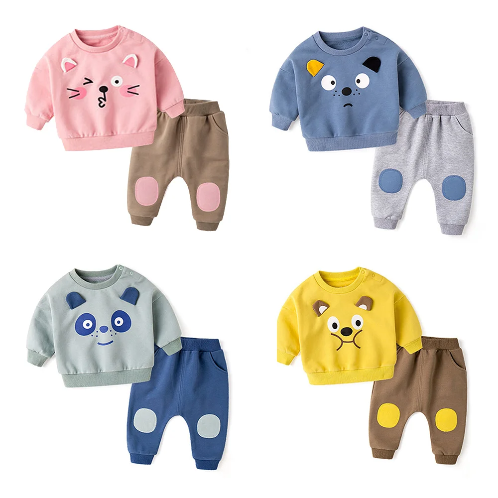 
Baby Newborn Girl Boy Clothes 1 to 3 Years Autumn Cartoon Print Cotton Sweatshirt+Pants 2 Piece Clothes Set for Toddler Outfits 