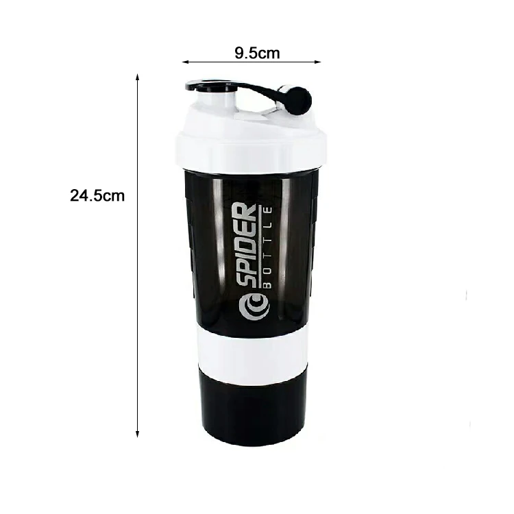 Protein Shaker Mixer Bottle Sports Fitness gym 3 Layers Multifunction 600ml BAP free Shaker Bottle