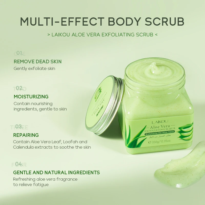 Deep Cleansing Soothing Smoothing 350ml Exfoliating Gel Aloe Vera Body Scrub