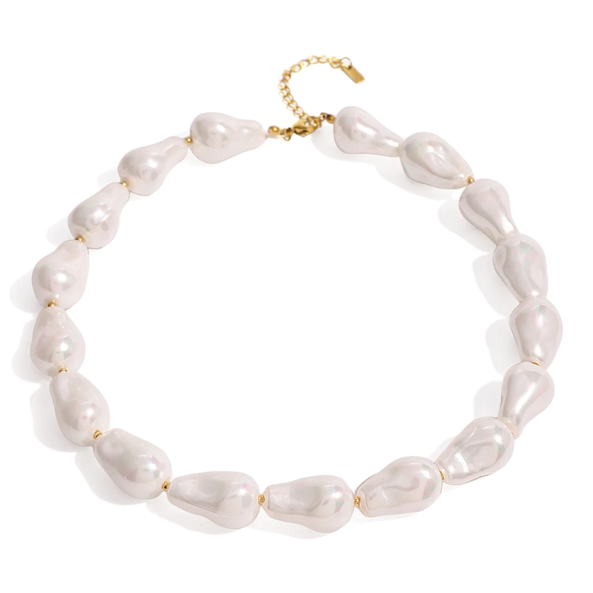 J&D 18k Gold Stainless Steel Pearl and Colorful Water Drop Pearl Necklace 39+5cm Vibrant Fashion Jewelry